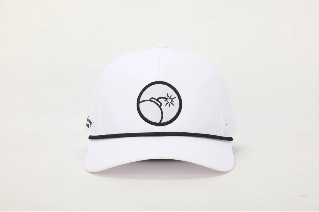 Bombs Away Perforated Golf Cap - White