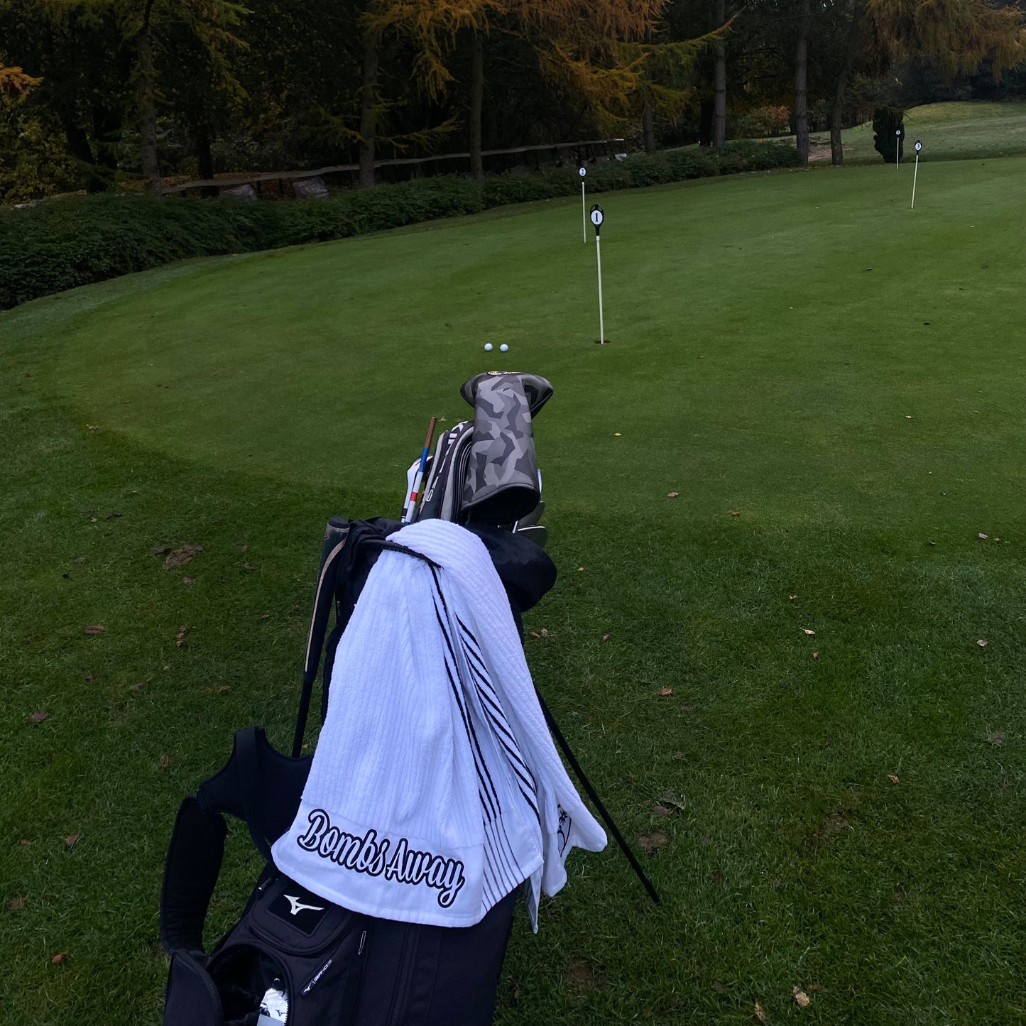 White/Black Bombs Away Caddy Golf Towel