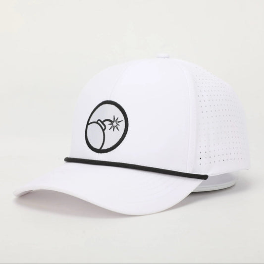 Bombs Away Perforated Golf Cap - White